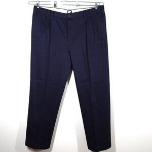 Lands' End Chino Pants Men's Size 40x32 Blue Traditional Fit Cotton Pleated